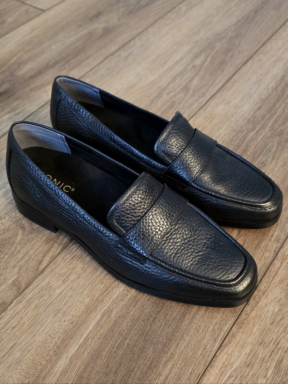 Vionic Black Pebbled Leather Slip-On Loafers - Picture 3 of 6